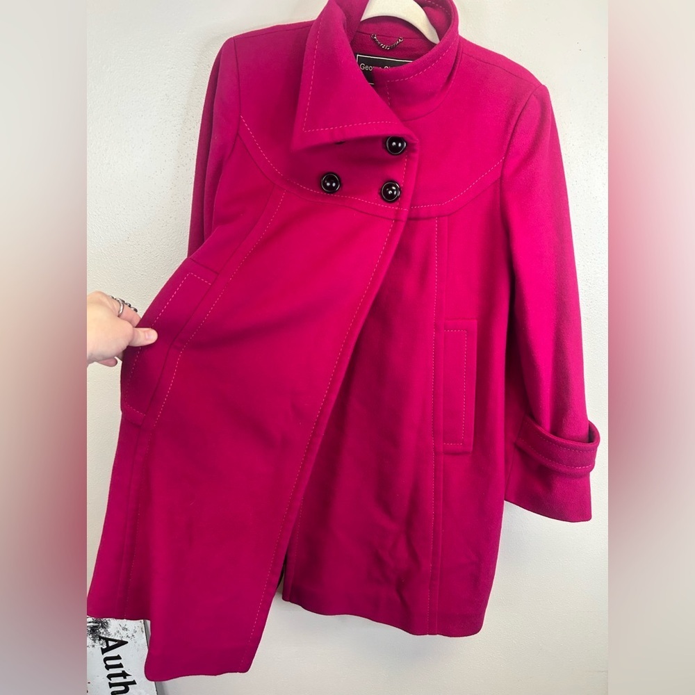 Fushia Parka Coat Fine Australian Lambswool Size 8 Fall Winter Outdoors Retro - Picture 11 of 16